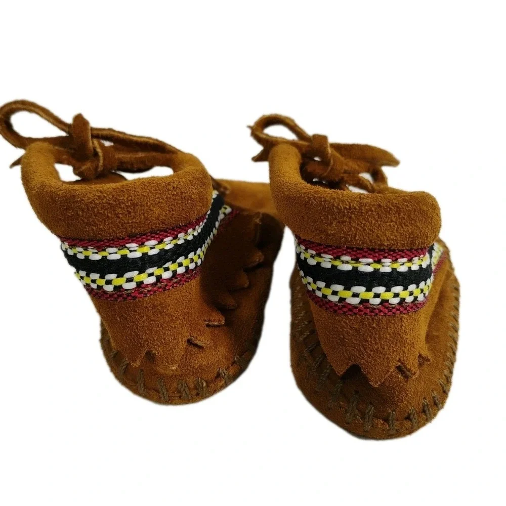 Minnetonka Infant Unisex‎ Size 1 Baby Moccasins Shoes Leather